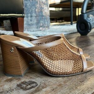 Jimmy Choo cage sandals, tan, 37. Excellent condition.
